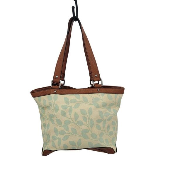 Born Concepts b.o.c. Vegan Pastel Yellow Canvas Bucket Bag Pistachio Leaf Boho - Picture 2 of 14